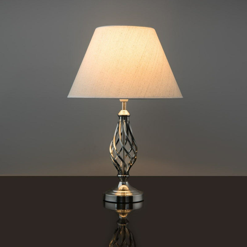 Satin Silver Barley Twist Traditional Table Lamp - Cints and Home