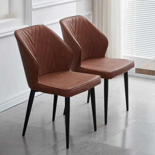 2pcs Dining Chairs Faux Leather- Light brown - Cints and Home