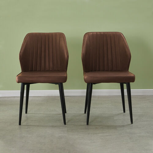 2pcs Dining Chairs Faux Leather- Light brown - Cints and Home