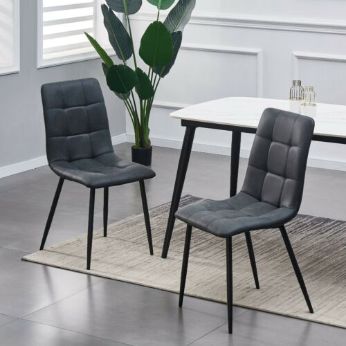Set Of 2 Faux Matte Suede Leather Dining Chairs - Cints and Home