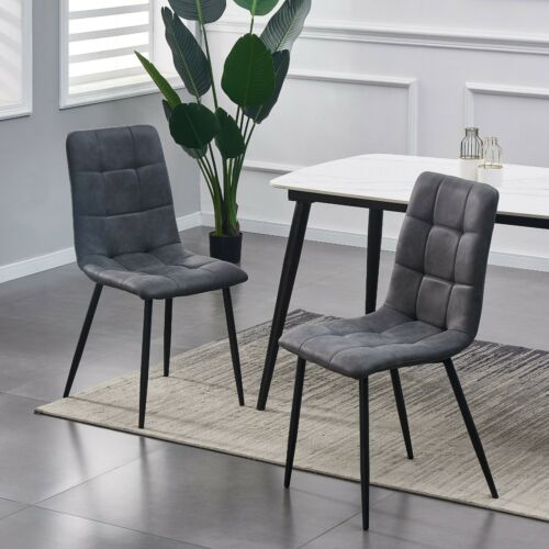 Set Of 2 Faux Matte Suede Leather Dining Chairs - Cints and Home