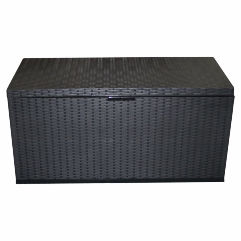 350L Large Outdoor Garden Storage Roller Box Plastic Rattan Container Chest Lid