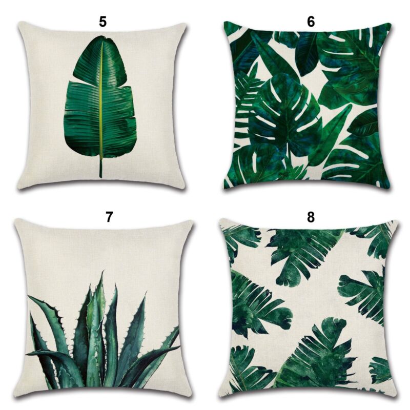 Tropical Leaves Floral Linen Cushion Covers