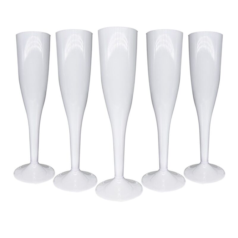 White 160ml Plastic Champagne Flute, Disposable Prosecco Glasses