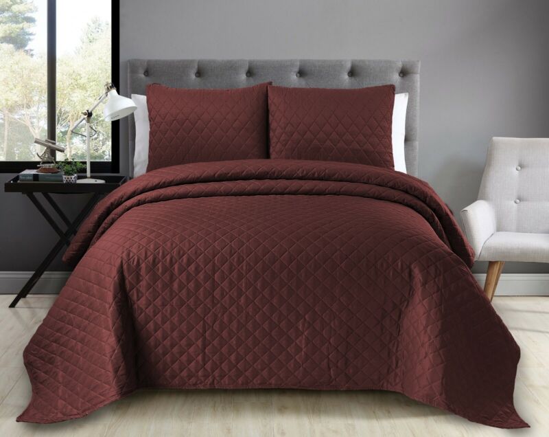 Luxury Embossed Quilted Bedspread Sofa Throw & Pillowcase