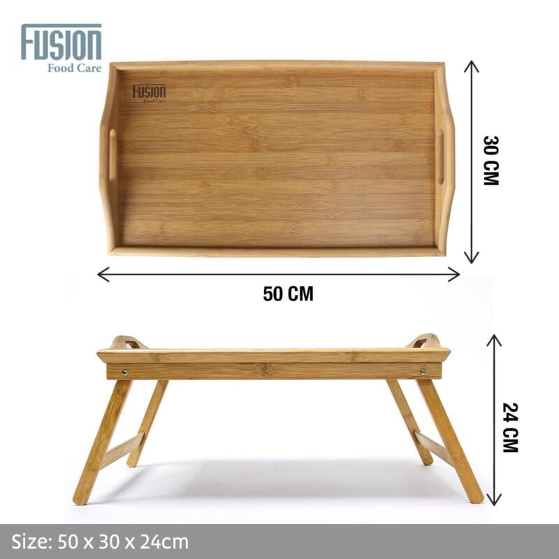 Bamboo Bed Serving Tray Table Folding Legs