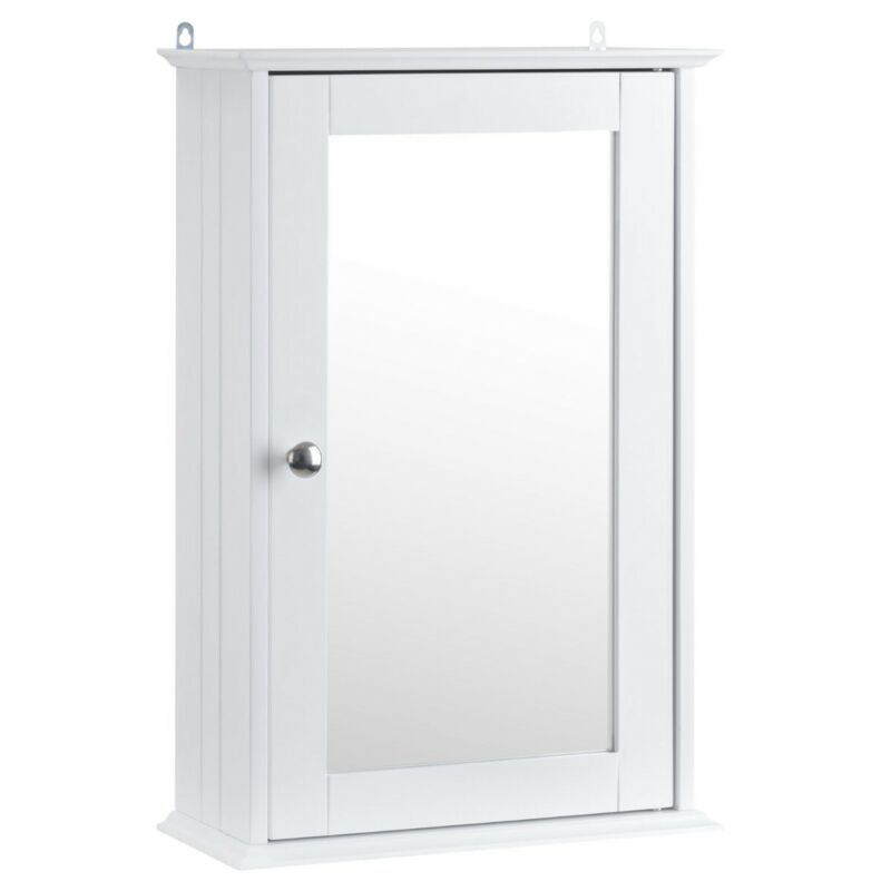 White Wooden Bathroom Mirror Cabinet - Cints and Home