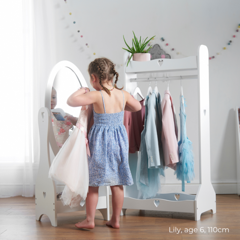Fancy Dressing Up Kids Wardrobe Rack White Wood - Cints and Home