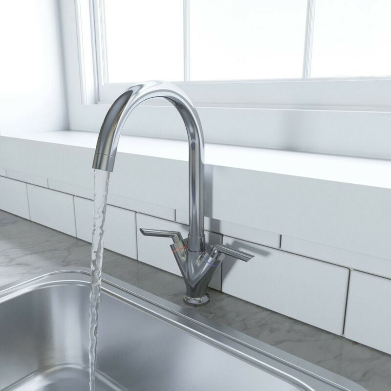 Modern Kitchen Sink Mixer Taps Swivel Spout Twin - Cints and Home