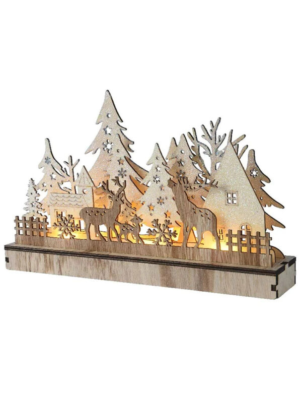 Christmas Wooden LED Scene Ornament