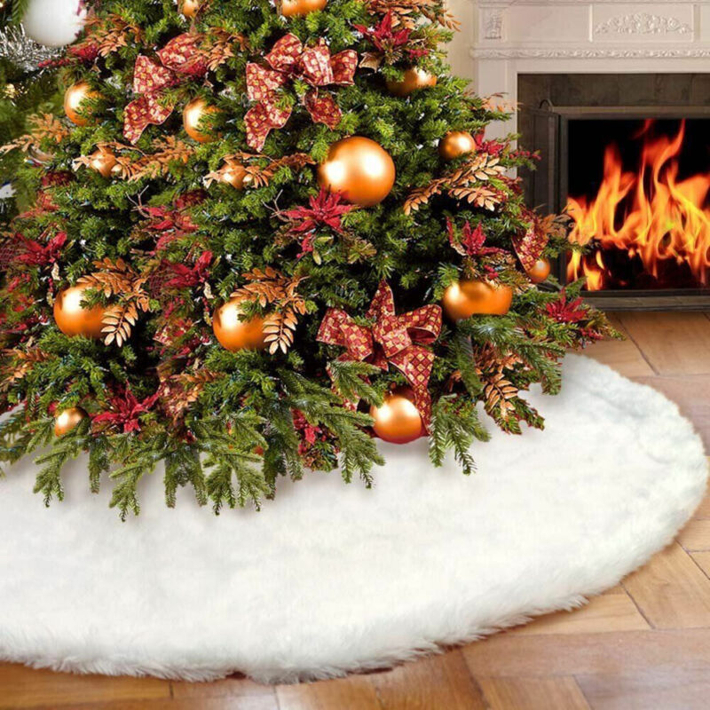 White Christmas Tree Skirt Faux Fur Base