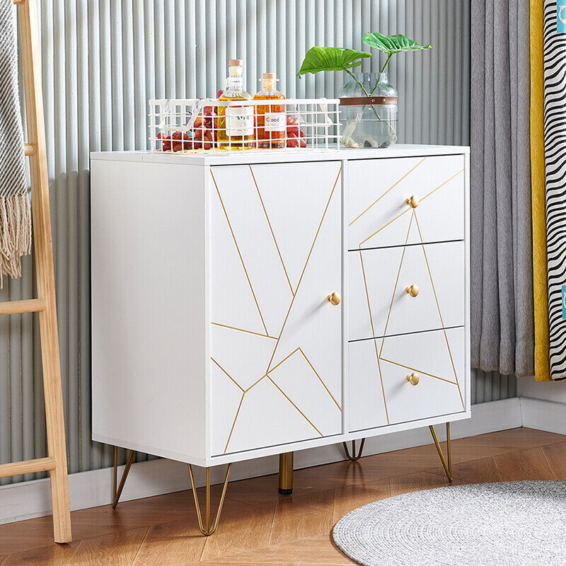 Modern Sideboard with Golden Groove & Hairpin Legs Coffee Table - Cints and Home