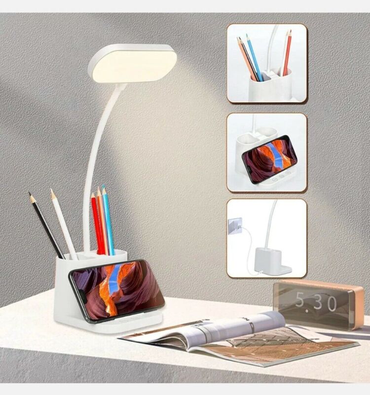 LED Desk Lamp Pen Phone Holder