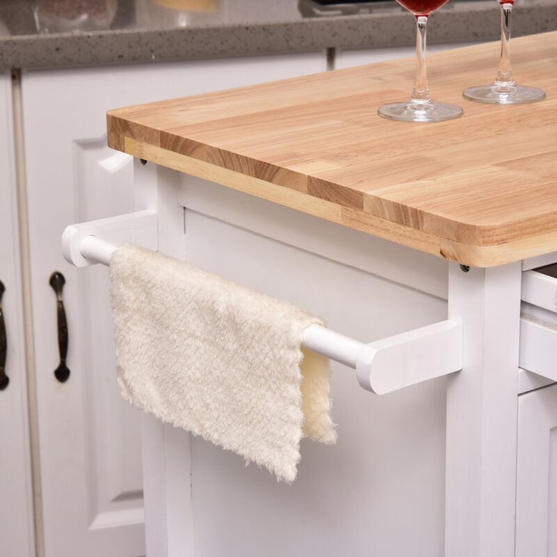 Kitchen Trolley Cart Rolling Wheels with Towel Rail - Cints and Home
