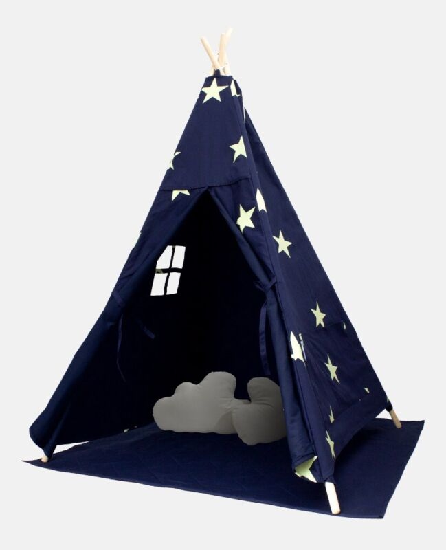 Cotton Canvas Kid's Glow in the Dark Teepee Tent Tipi - Cints and Home