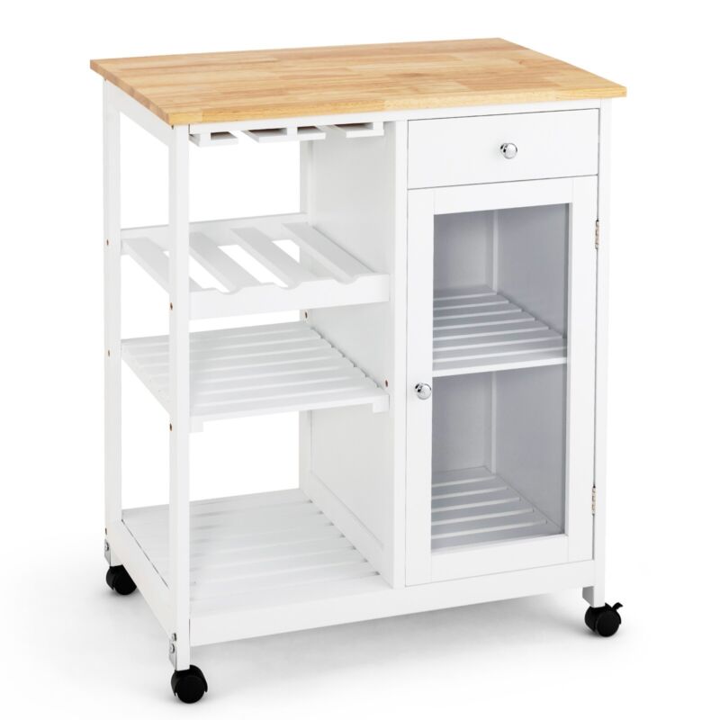 Kitchen Storage Trolley Cart Rolling Island Shelves Cupboard - Cints and Home