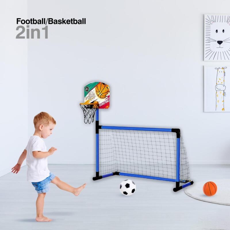 Kids Football Goal Net Basketball Hoop Stand 2 in 1 Toy - Cints and Home