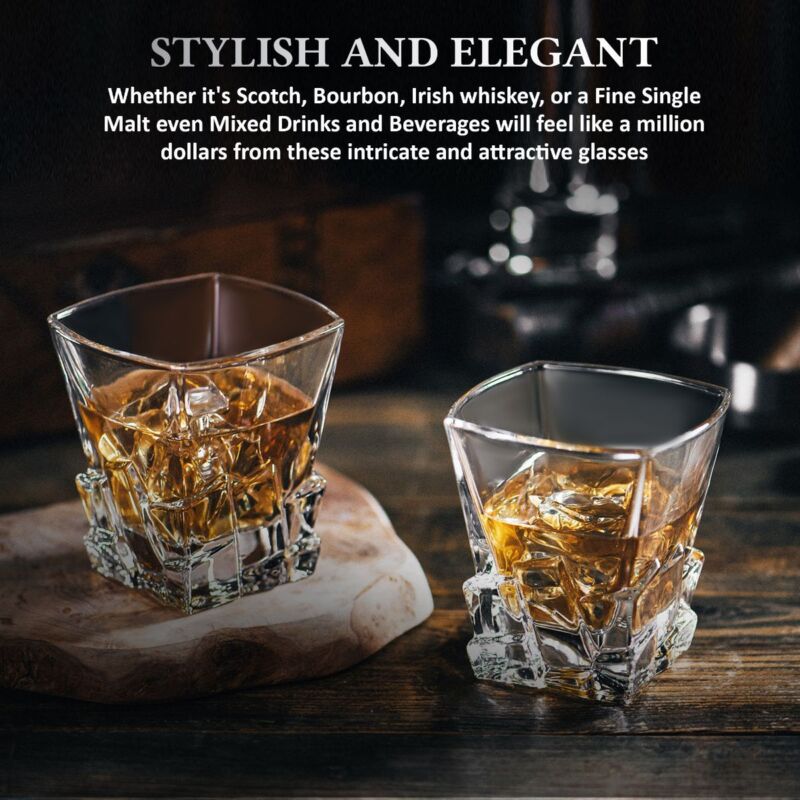 Set of 2 Rocking Whiskey Glasses Swirling Whisky