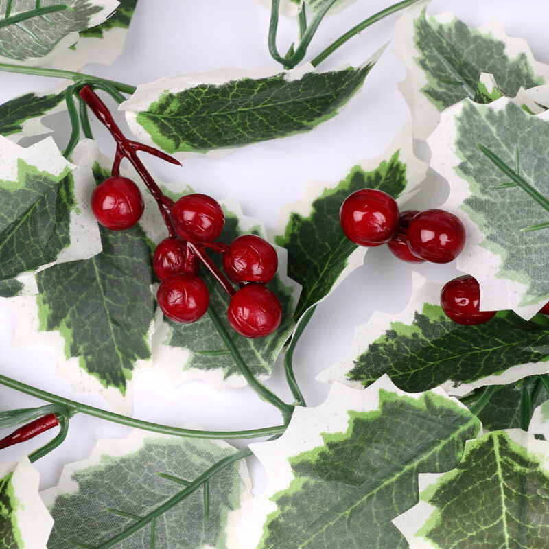 Christmas Holly Leaf Red Berries Garland