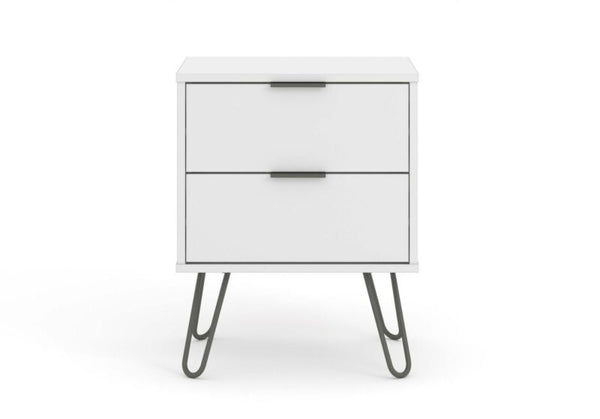 White Bedside Lamp Table Cabinet 2 Drawer - Cints and Home
