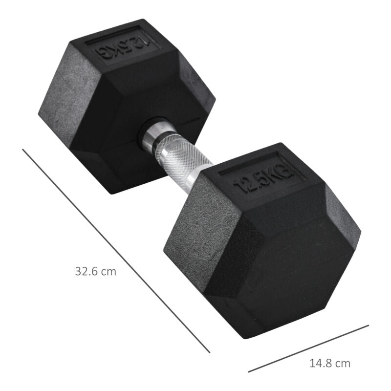 12.5KG Single Rubber Hex Dumbbell Portable - Cints and Home