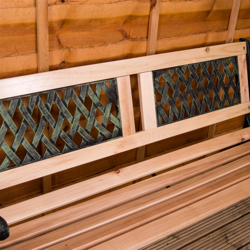 Garden Bench Twin Cross 3 Seater Wooden Outdoor