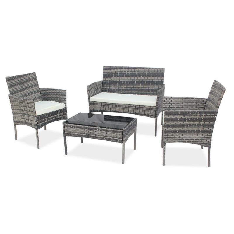 Rattan Garden Furniture Set 4 Piece Chairs Sofa Outdoor - Cints and Home