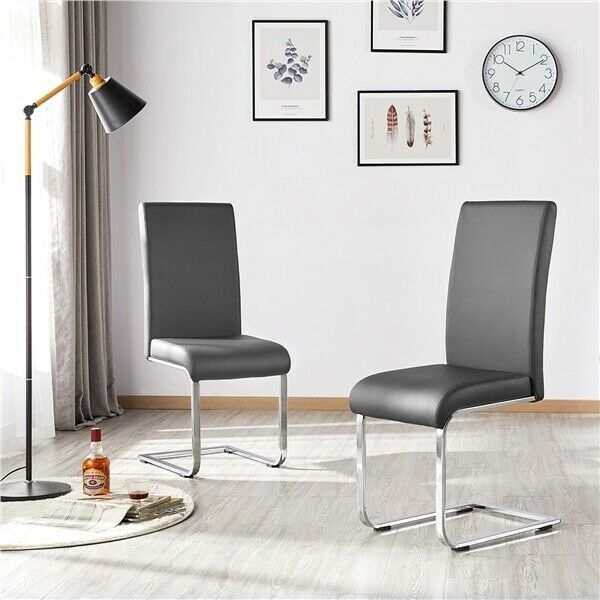Leather High Back Modern 2pcs Dining Chairs - Cints and Home