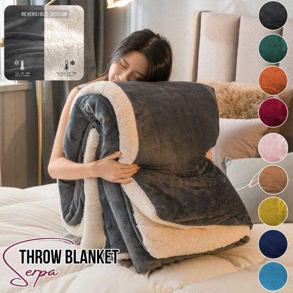 Fleece Blanket Sherpa Soft Warm Reversible Bed Sofa Throw