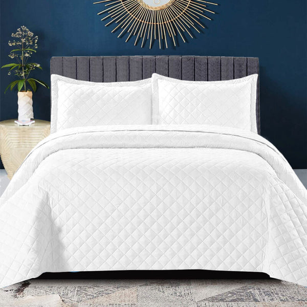 3 Piece Quilted Bedspread Embossed Bedding Set