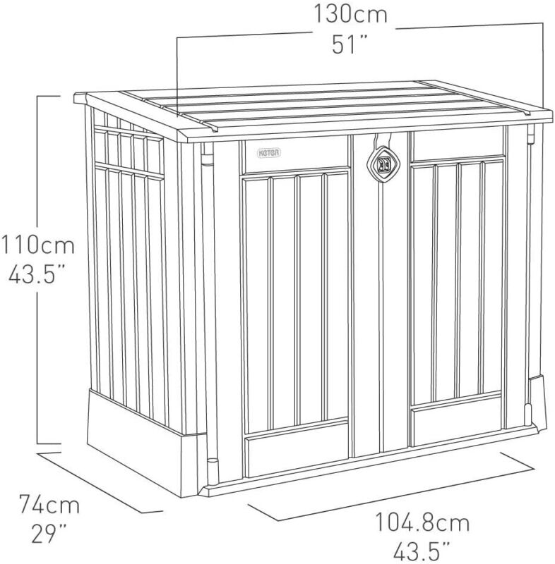 Store It Out Midi Lockable Outdoor Garden Storage Box 845L - Beige/Brown