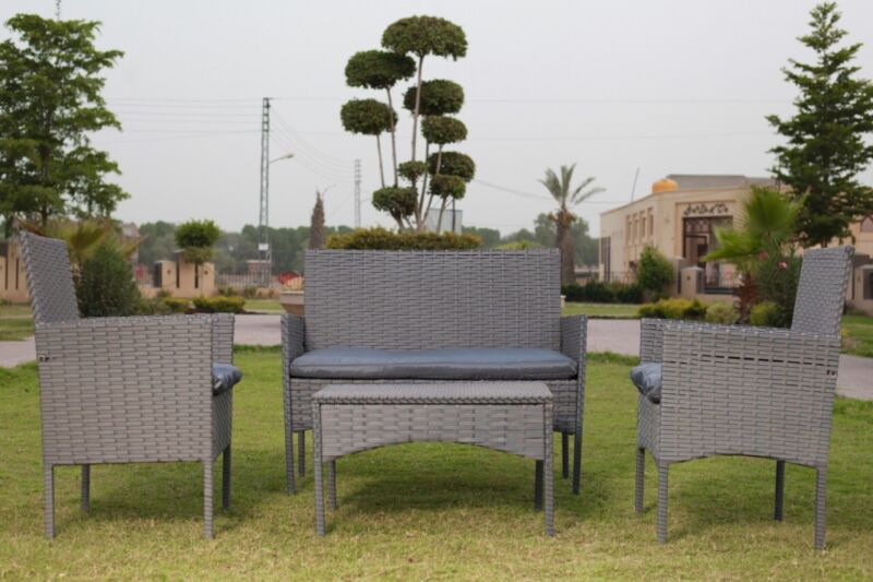 4 Piece Rattan Garden Furniture Set Outdoor Sofa