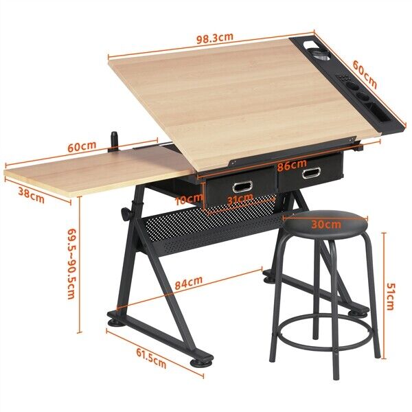 Art Craft Desk Drafting Table with 2 Drawers - Cints and Home