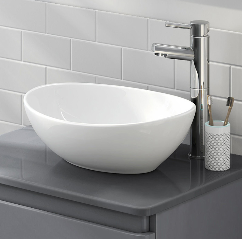 Bathroom Vanity Wash Basin Sink Countertop Oval Ceramic Wash Bowl - Cints and Home