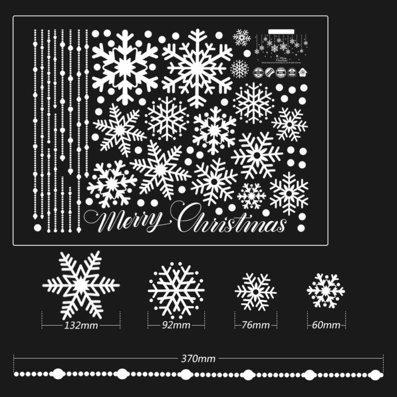 Christmas Window Stickers Decal Reusable Self Cling Xmas Snowflakes Wall Decor - Cints and Home