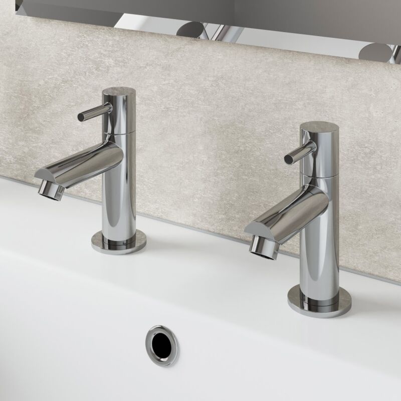 Chrome Bathroom Sink Twin Taps Bath Filler Shower