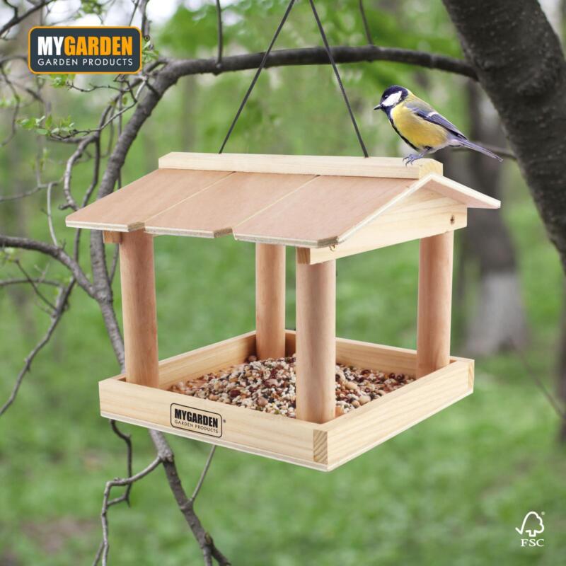 Hanging Wooden Bird Table Garden Feeding Station