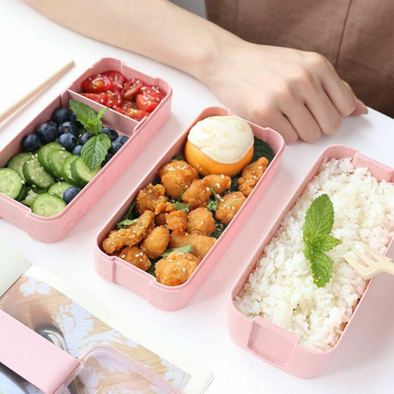 3 Layer Lunch Box Spoon Fork Dinnerware Bento