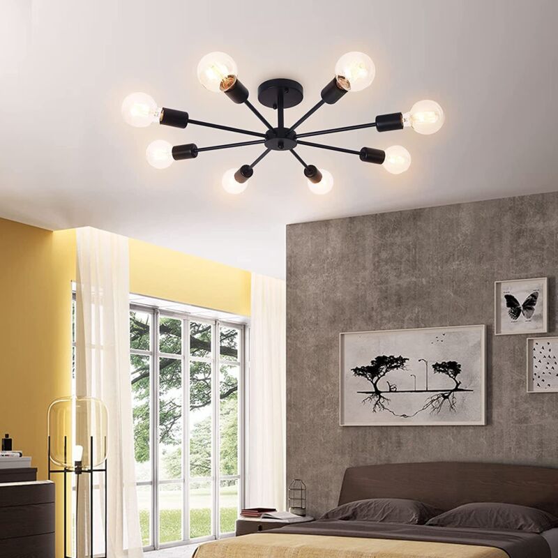 Modern Chandelier LED Lamp Black Frame Ceiling Light - Cints and Home