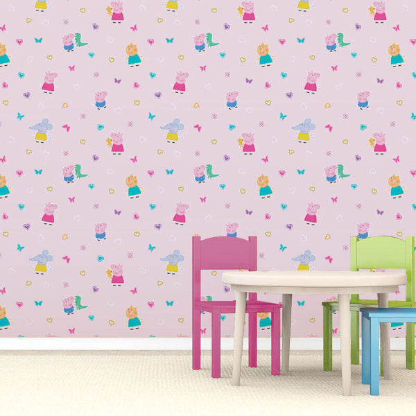 Peppa Pig Kids Girls Baby Bedroom Pink Wallpaper - Cints and Home