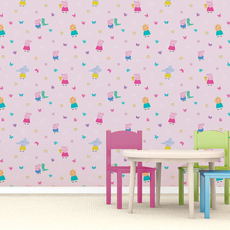 Peppa Pig Kids Girls Baby Bedroom Pink Wallpaper - Cints and Home