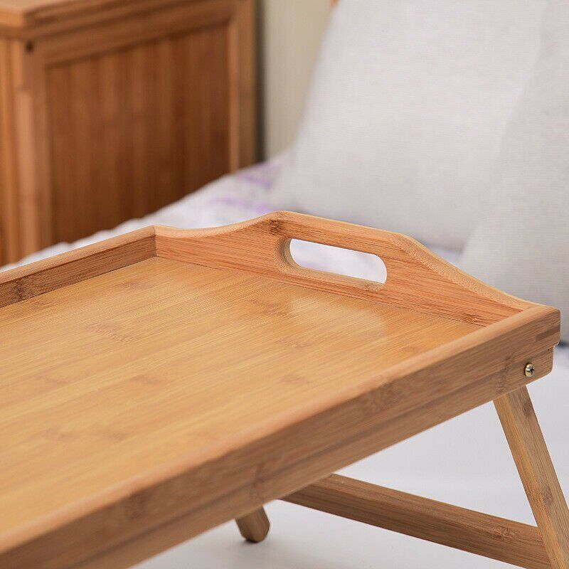 Bamboo Folding Lap Serving Tray Desk Bed Tea
