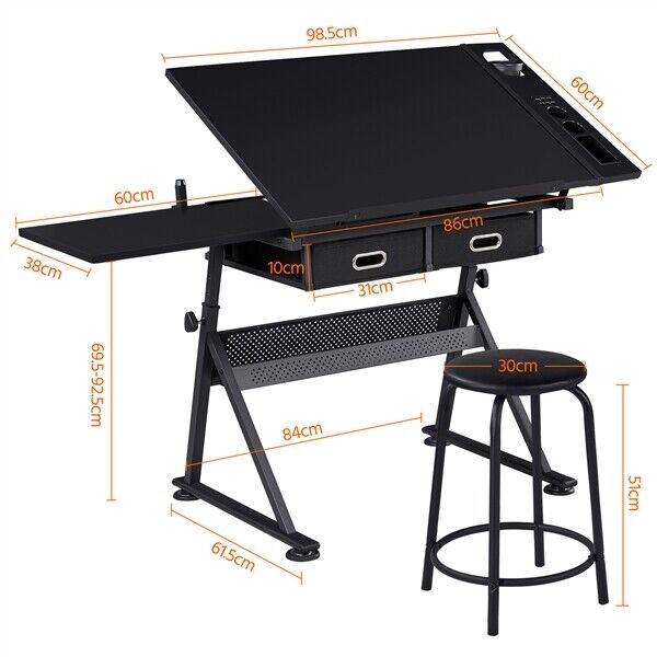 Drafting Table/Stool Set w/ Adjustable Table