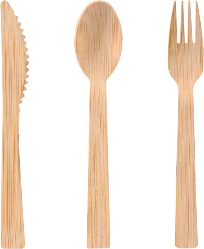 Packs Bamboo Wooden Cutlery Set Pack Wood Fork Knife Spoon Tissue - Cints and Home