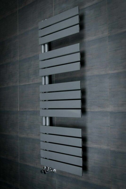 Heated Towel Rail Bathroom Radiator Designer Flat Panel - Grey | Chrome | White - Cints and Home