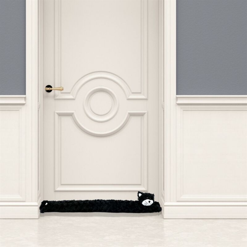 Draught Excluder Draft Door Stopper Black Cat Design Novelty Fabric Fleece - Cints and Home