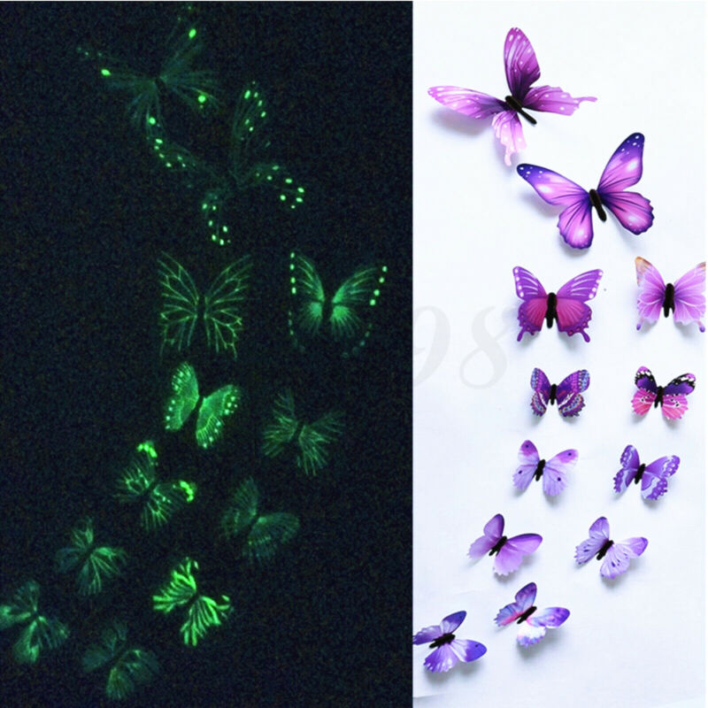 12 x 3D Luminous Butterfly Wall Stickers Home Decor Sticker - Cints and Home