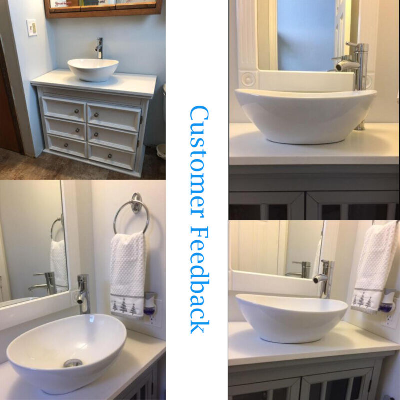 Bathroom Vanity Wash Basin Sink Countertop Oval Ceramic