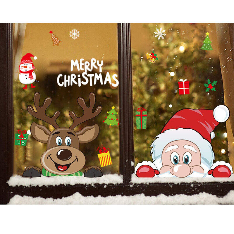 Christmas Removable Window Stickers Xmas Santa Art Decal Wall - Cints and Home