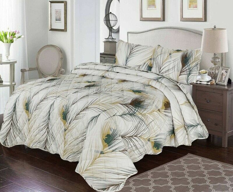 Patchwork Vintage Reversible Bedspread 3 Piece Quilt